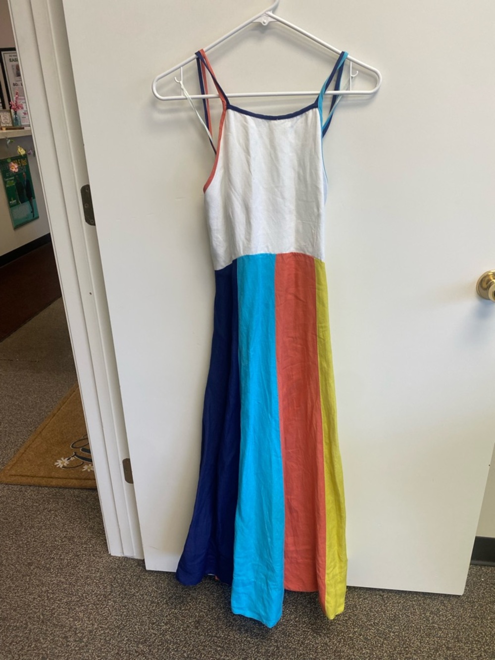 Anthropologie Multicolor Stripe Maxi Dress - White, Blue, Coral, Lime